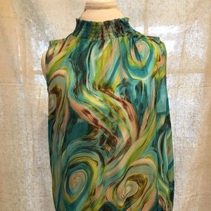 XL Seeveless blouse with banded neck and hem